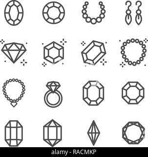 Simple Jeu d'icônes liées Bijoux ligne vectorielle. Contient des icônes tels que Boucles d'oreilles, Diamant, bague de fiançailles, et plus encore. Illustration de Vecteur