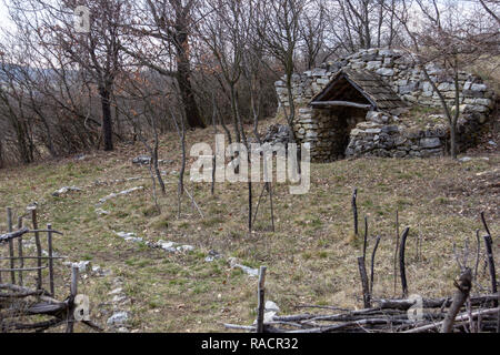 Souterrain de stockage de l'équipement traditionnel de vigne utilisée dans le lac Balaton région viticole de la Hongrie Banque D'Images