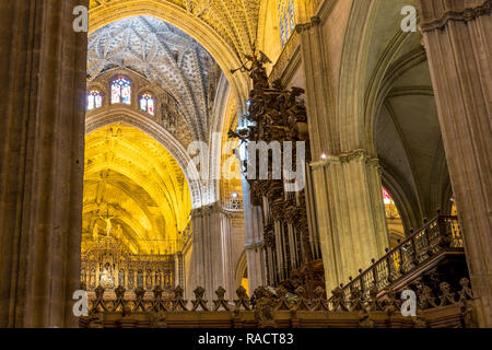 Intérieur de la Cathédrale de Séville, l'UNESCO World Heritage Site, Séville, Andalousie, Espagne, Europe Banque D'Images