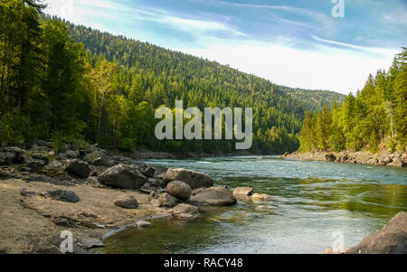 Vue de la rivière Clearwater et prairies près de Clearwater, Colombie-Britannique, Canada, Amérique du Nord Banque D'Images