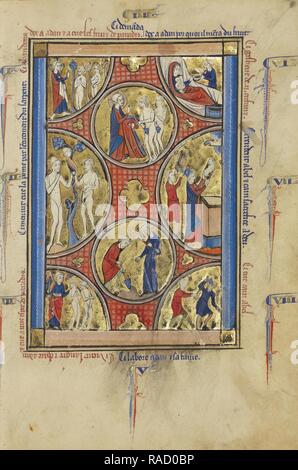 Scènes de la vie d'Adam et Eve et Caïn et Abel, Paris, France, environ 1250 - 1260 couleurs, Tempera, feuille d'or repensé Banque D'Images