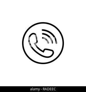 Icône de ligne téléphonique en noir avec des vagues Illustration de Vecteur