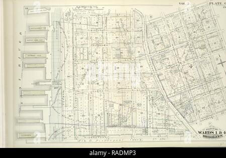 Tome 5. Plaque, C. Site lié par Peuplier St., Sands St., Jay St., Pearl St., Johnson St., Pierrepont St., East River repensé Banque D'Images