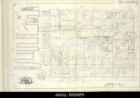 Tome 5. Plaque, E. Site lié par Pierrepont St., Fulton St., Cour St., Atlantic Ave., East River, y compris Montague repensé Banque D'Images