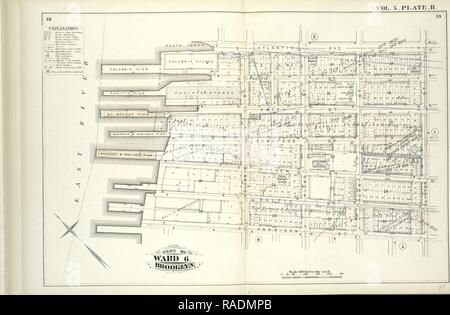 Tome 5. Plaque, H. Site lié par l'Avenue de l'Atlantique, Clinton St., Harrison St., East River, y compris Pacific St., amitié St repensé Banque D'Images