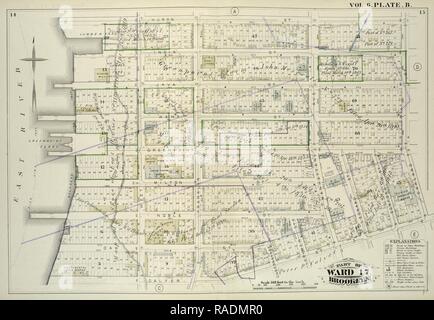 Tome 6. Plaque, B. Site lié par Huron St., Oakland St., Calyer St., East River, y compris l'Inde St., Java St., rue Kent repensé Banque D'Images