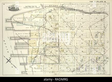 Tome 6. Plaque, K. Site lié par Bushwick Inlet, N.14th St., Cinquième St., N.la 6e Rue, East River, y compris le banquier St., N. repensé Banque D'Images