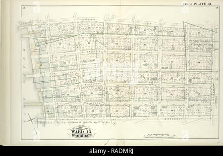 Tome 6. Plaque, M. Site lié par le grand fleuve, Seventh St., Broadway, S. Sixième St., East River, y compris S. First St., S repensé Banque D'Images