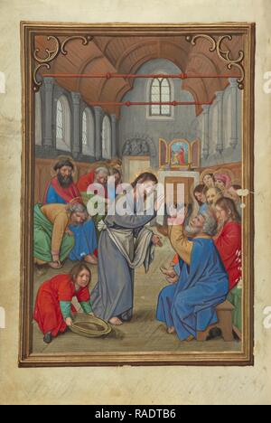 Le Christ lave les pieds des Apôtres, Simon Bening (flamande, sur 1483 - 1561), Bruges, Belgique, environ 1525-1530 repensé Banque D'Images