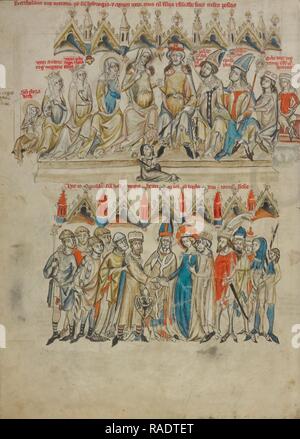 La famille de Berthold VI, le mariage de Hedwig et Heinrich, pas de bouilloire, Silésie, Pologne, 1353, Tempera couleurs repensé Banque D'Images