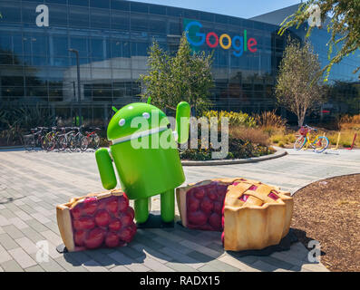 Statue d'Android bureau principal siège Googleplex dans Banque D'Images