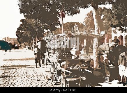 Fruits sur le Prado, les vendeurs d'aliments, des fruits, des charrettes et chariots, rues, Cuba, La Havane, 190. Repensé Banque D'Images