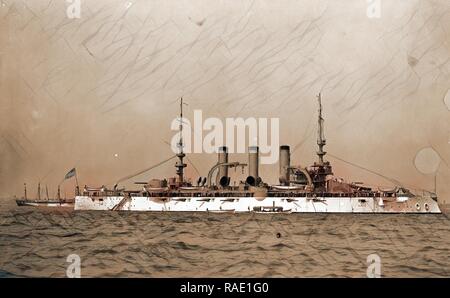 Battleship, probablement américain, cuirassés, American, 190. Repensé par Gibon. L'art classique avec une touche moderne repensé Banque D'Images