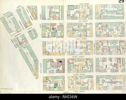 29 : Carte de la plaque délimitée par Rivington Street, Cannon Street, Henry Street, la rue Montgomery, Ridge Street. 1857, 1862 repensé Banque D'Images