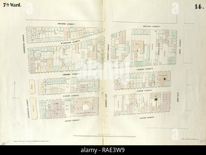 Planche 14 : carte délimitée par Monroe Street, Pike Street, South Street, rue Catherine. 1852, 1854, William Perris, nouveau repensé Banque D'Images