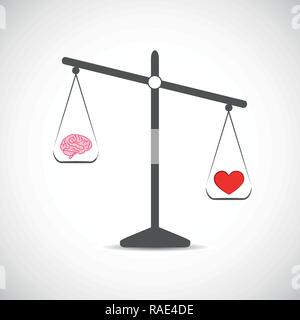 Cerveau et coeur rouge en équilibre vector illustration Illustration de Vecteur