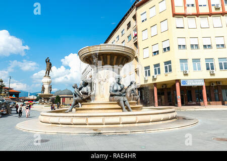 Olympia-village Monument et fontaine, Skopje, Macédoine, Europe Banque D'Images