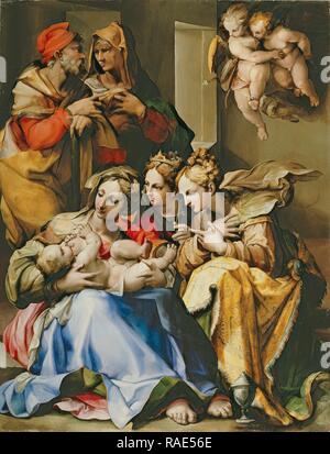 Sainte Famille avec les Saints Anne, Catherine d'Alexandrie, et Marie Madeleine, Nosadella (Italien (Bolognese), active repensé Banque D'Images