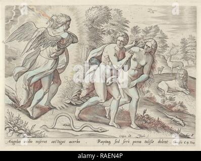 Expulsion du Paradis, Johann Sadeler (I), Claes Jansz. Visscher (II), 157. Repensé par Gibon. L'art classique avec un repensé Banque D'Images