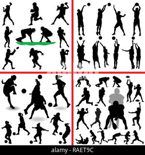American football, basket-ball, soccer féminin Illustration de Vecteur