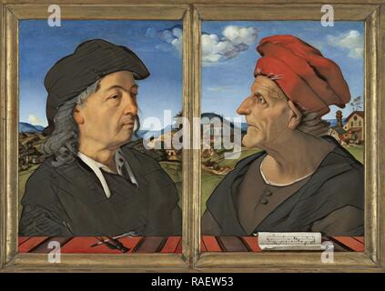 Portraits de Giuliano da Sangallo et Francesco Giamberti, Piero di Cosimo, 1482 - 148. Repensé par Gibon. Classic repensé Banque D'Images