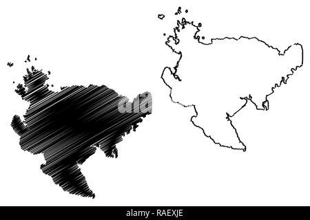 Préfecture de Saga (divisions administratives du Japon, préfectures du Japon) map vector illustration, scribble sketch carte Saga Illustration de Vecteur