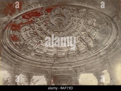 Plafond d'un temple jaïn, Chittore, Lala Deen Dayal (Indiens, 1844 - 1905), 1882, à l'albumine argentique. Repensé Banque D'Images