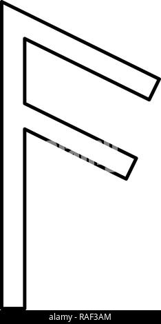 Ancuz Asir rune bouche frêne noir icône vecteur de couleur je l'image simple style plat Illustration de Vecteur