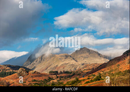 Le Langdale Pikes vu de peu de Langdale Banque D'Images