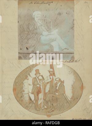 Trois hommes, Britanniques, vers 1850, sur papier salé imprimer à partir d'un calotype négatif, 10,2 x 13,3 cm (4 x 5 1,4 en repensé Banque D'Images