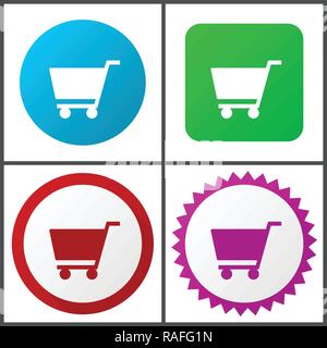 Panier vector icon set. Modèle plat web icons en eps 10. Les boutons internet coloré en 4 versions Illustration de Vecteur