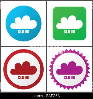 Vector icon set Cloud. Modèle plat web icons en eps 10. Les boutons internet coloré en 4 versions Illustration de Vecteur