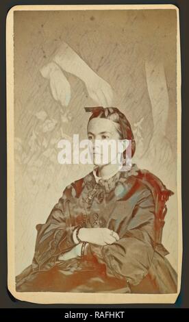Femme assise avec les bras d'un esprit au-dessus de sa tête, William H. Mumler (américain, 1832 - 1884), Boston, Massachusetts repensé Banque D'Images