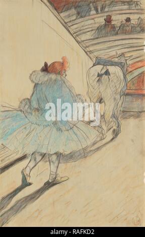 Au Cirque : l'entrée de l'anneau, Henri de Toulouse-Lautrec (Français, 1864 - 1901), France, 1899, Noir et couleur repensé Banque D'Images