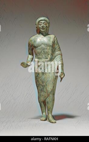 Statuette votive d'un jeune homme, l'Étrurie, environ 490 B.C, Bronze, 22,5 × 9 cm (8 × 7,8 3 9,16 in.). Repensé Banque D'Images