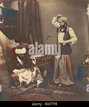 Musicien et danseur, Roger Fenton (anglais, 1819 - 1869), 1858, à l'albumine argentique. Repensé par Gibon. Classic repensé Banque D'Images