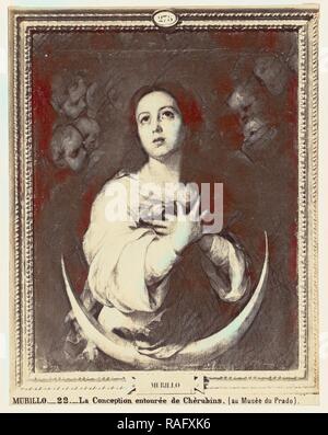 Murillo : La conception entouree de chérubins. (Au musée du Prado), Juan Laurent (Français, 1816 - 1892), Prado, Espagne repensé Banque D'Images