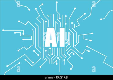 Vecteur de l'intelligence artificielle d'un logo. Concept de l'apprentissage automatique. Réseaux de neurones et de la technologie moderne Illustration de Vecteur