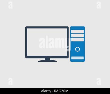 L'icône Ordinateur avec moniteur et de la CPU. Illustration de Vecteur