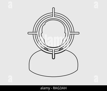 L'icône de la ligne du public cible sur fond gris. Illustration de Vecteur