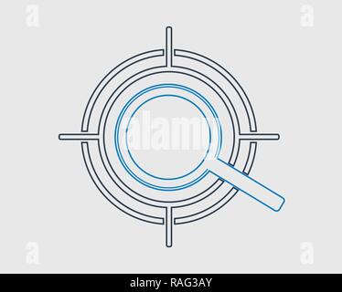 L'icône de la ligne de fixation cible sur fond gris. Illustration de Vecteur