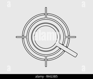 L'icône de la ligne de fixation cible sur fond gris. Illustration de Vecteur