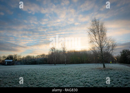 Jour de Noël frosty matin en milieu rural España Banque D'Images