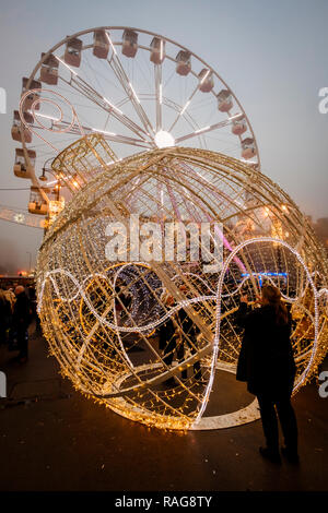 Noël de Glasgow dans un misty George Square le 23 décembre 2018 Banque D'Images