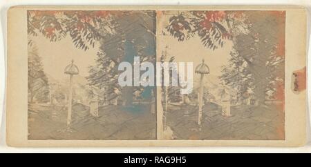 Jardin ou parc, vers 1855, impression sur papier salé. Repensé par Gibon. L'art classique avec une touche moderne repensé Banque D'Images