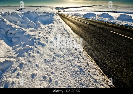 Les routes couvertes de neige et verges Banque D'Images