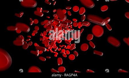 Illustration de globules rouges à l'intérieur d'une artère. Banque D'Images