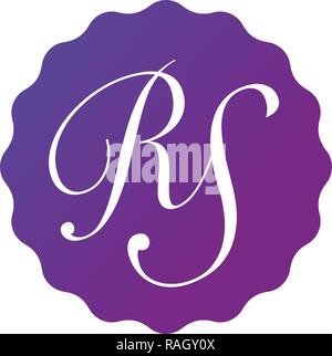 RS dans la lettre initiale d'un insigne, dégradé violet vector illustration isolé sur fond blanc design propre. Illustration de Vecteur
