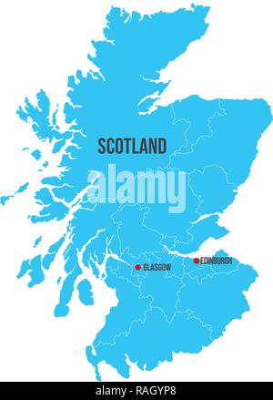 L'Ecosse carte vectorielle ossature isolé sur fond blanc. Illustration silhouette très détaillés de conception propre. Illustration de Vecteur