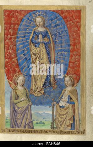 Virgin en nuée d'anges, de Saints Barbara et Catherine, maître de la Chronique scandaleuse (français, actif repensé Banque D'Images